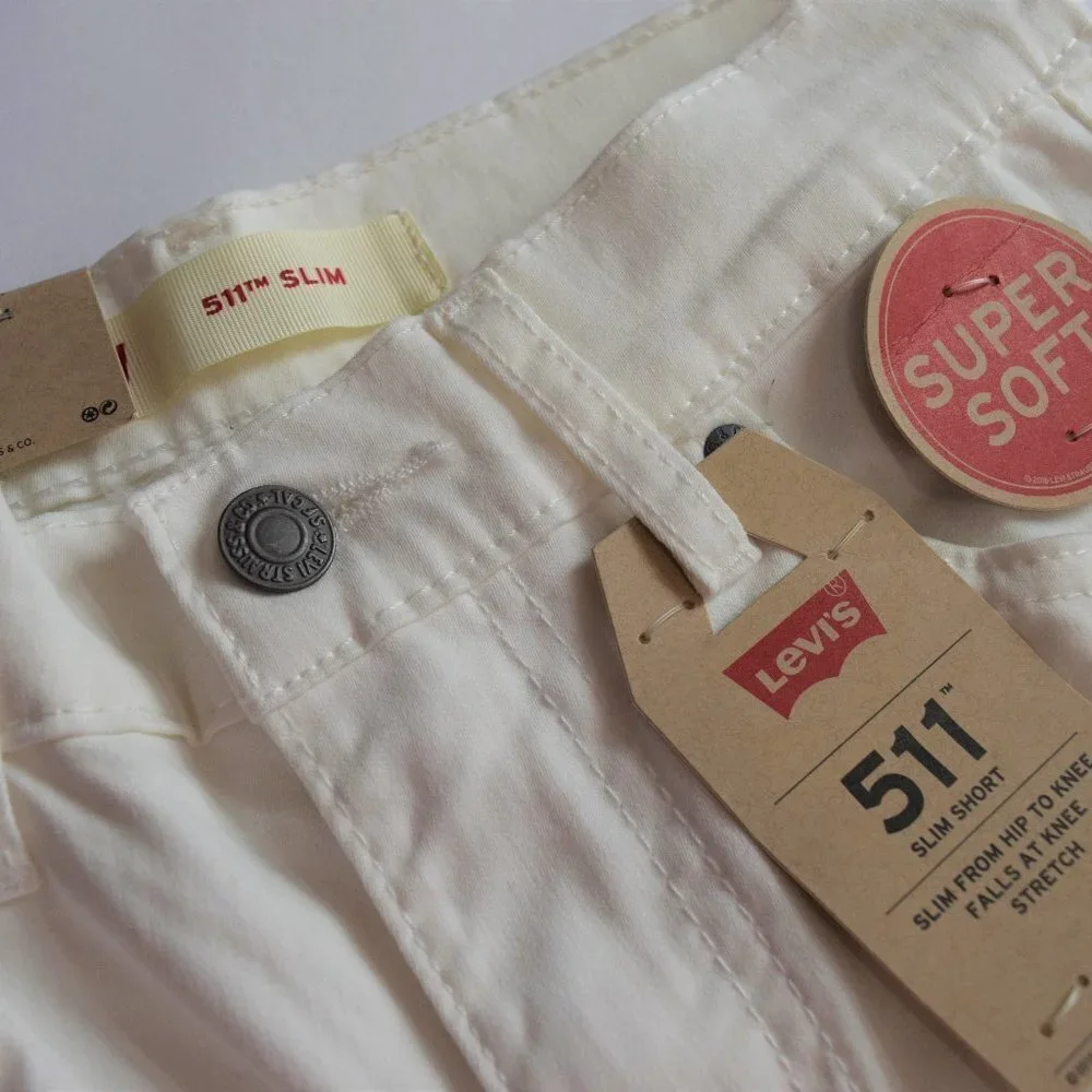 💰3/$25 NWT Levi's 511 Kids White Slim Shorts Super Soft Size 8